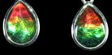 Ammolite Earrings with Sterling Silver and White Sapphires #143582-1
